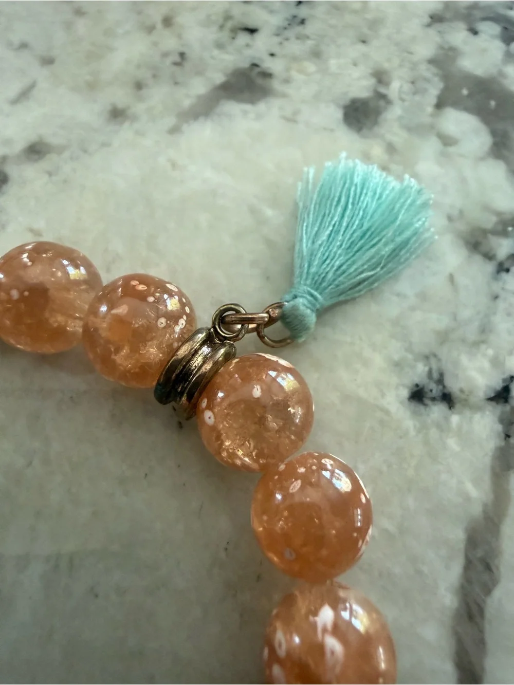 Handcrafted Charm Speckled Glass Beaded Bracelet Tassels elephant leaf‎ stretch